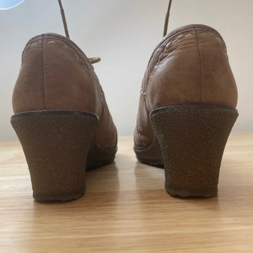 Naturalizer Dolan Wedge Lace Up‎ Oxford Shoes Brown Leather Women Size 7.5
